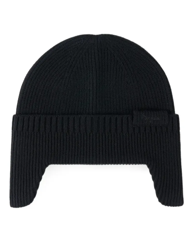 Bogner Gerippte Merlin Beanie mit Ohrenklappen - Schwarz Schwarz