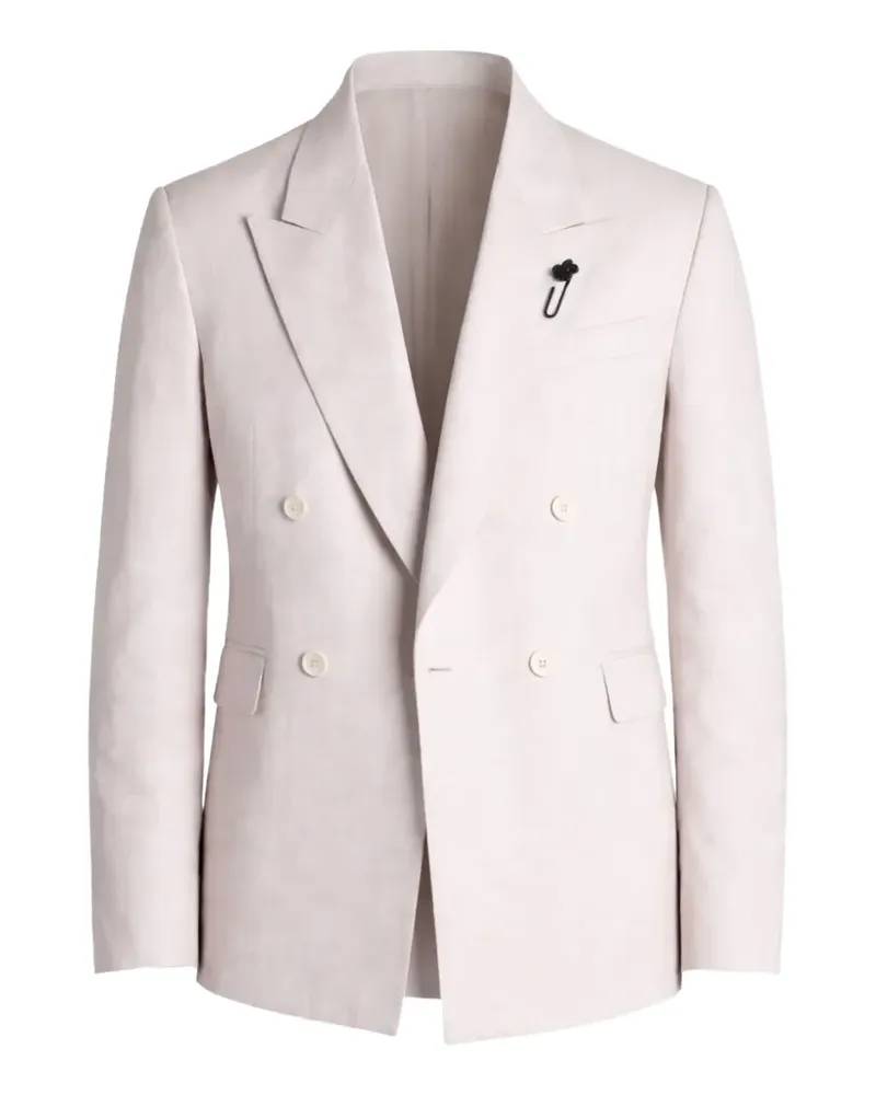LARDINI double-breasted peak-lapel blazer - Nude Nude