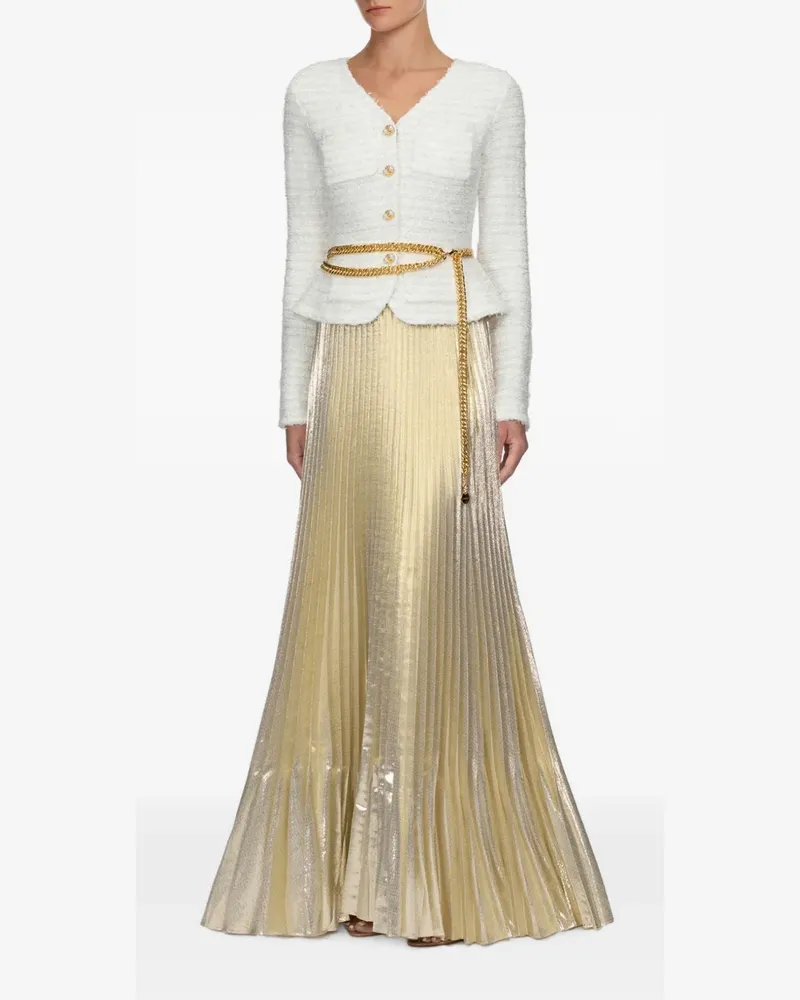 Self-Portrait Strukturiertes Maxikleid aus Metallic-Chiffon - Gold Gold