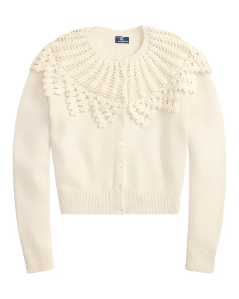 Ralph Lauren Cardigan mit gehäkelter Passe - Nude Nude