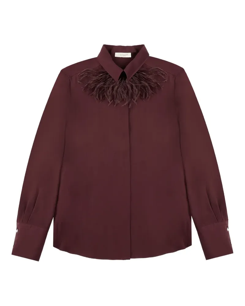 Glanshirt Hemd mit Federdetail - Rot Rot