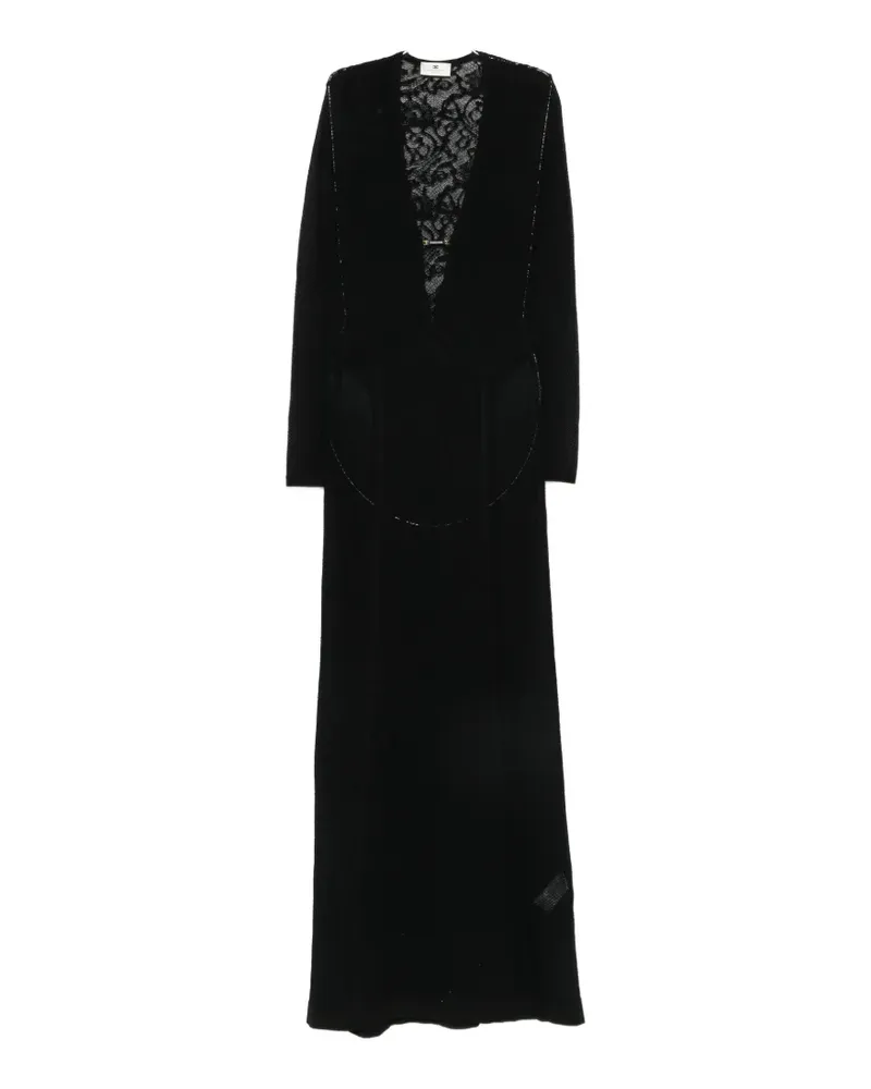Elisabetta Franchi lace-panelled long-sleeve maxi dress - Schwarz Schwarz