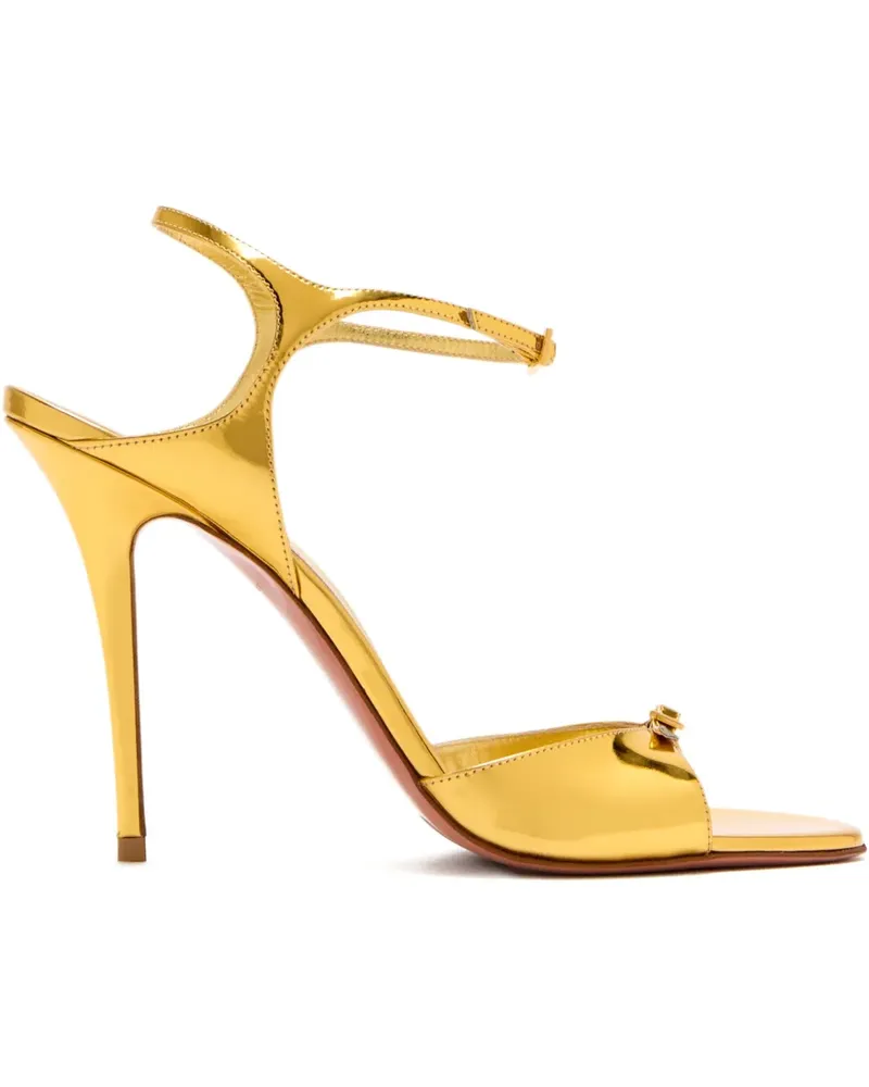 Amina Muaddi Metallic-Sandalen mit Schnallen - Gelb Gelb
