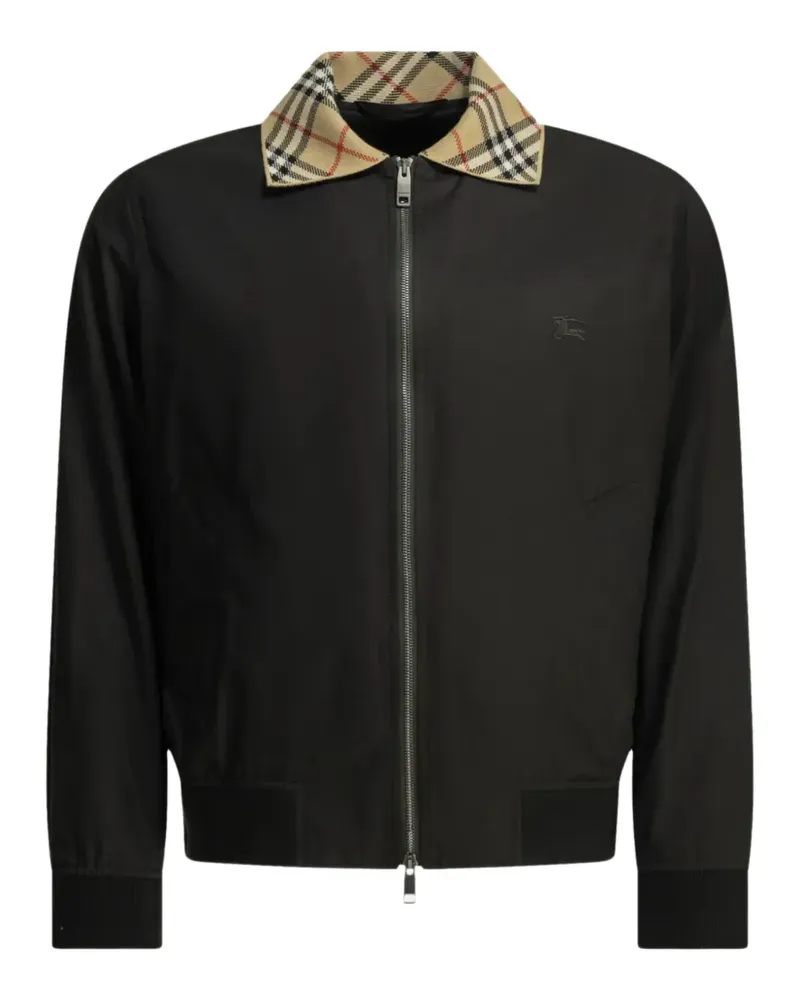 Burberry Check-collar Harrington bomber jacket - Schwarz Schwarz