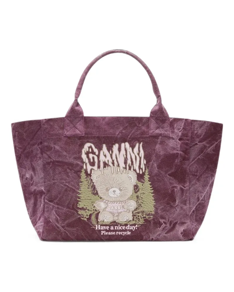 Ganni graphic-print tote bag - Violett Violett