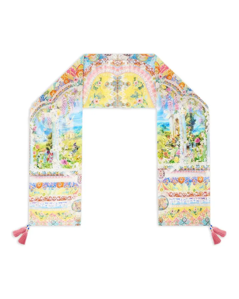 Camilla crinkle tassels scarf - Gelb Gelb