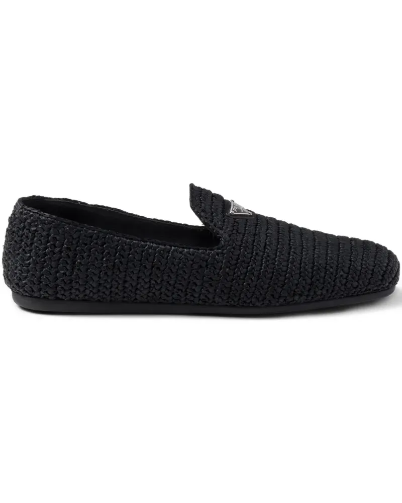 Prada Gewebte Slipper - Schwarz Schwarz