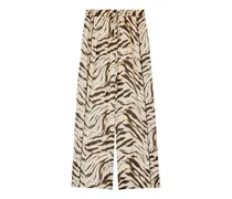 Satinhose mit Zebra-Print - Nude