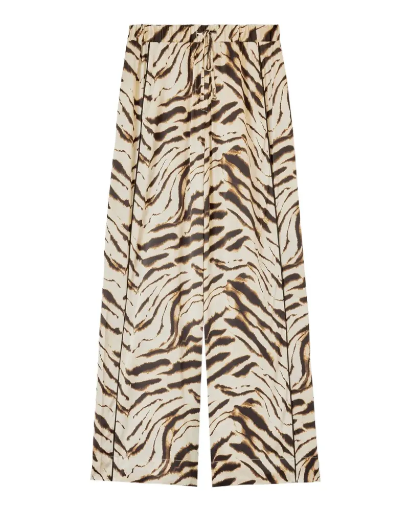 Ganni zebra-print satin trousers - Nude Nude