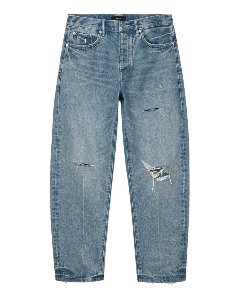 PURPLE BRAND P013 Tapered-Jeans im Distressed-Look - Blau Blau