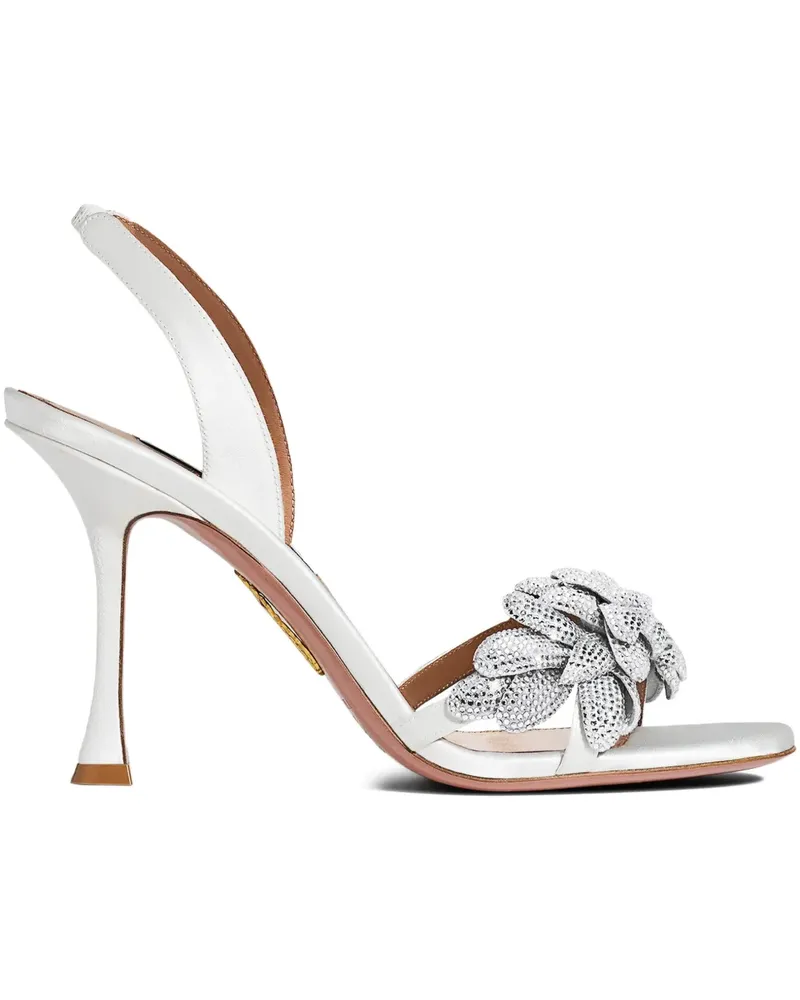 Aquazzura Slingback-Sandalen mit Kristallen - Weiß Weiß