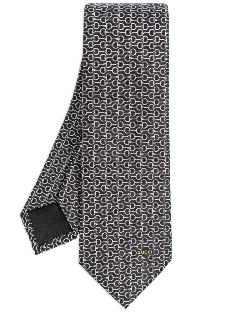 Gucci Seidenkrawatte mit Horsebit-Muster - Schwarz Schwarz