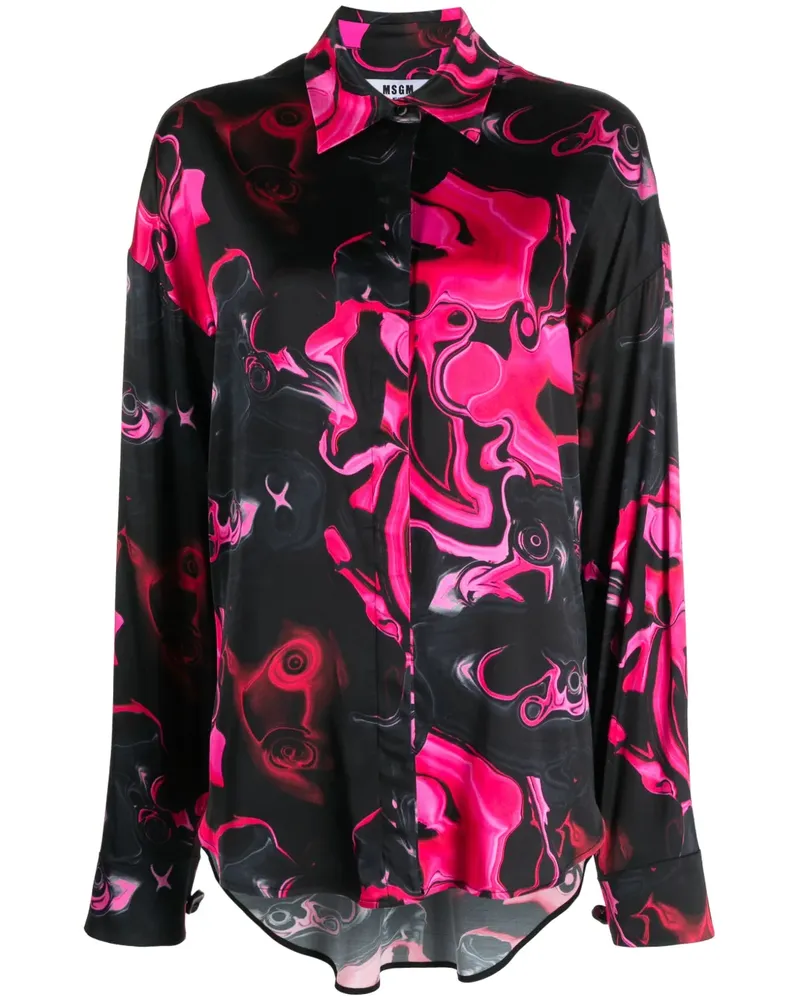 MSGM Hemd mit Print - Schwarz Schwarz
