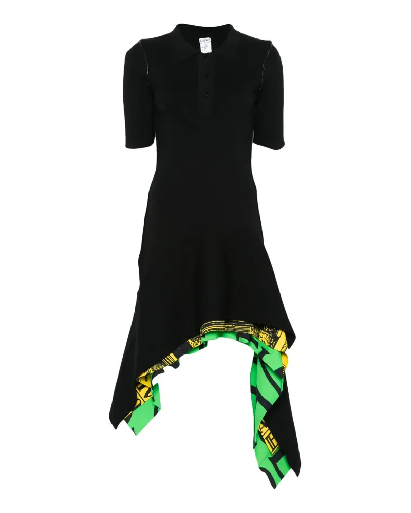 Loewe asymmetric printed-trim dress - Schwarz Schwarz