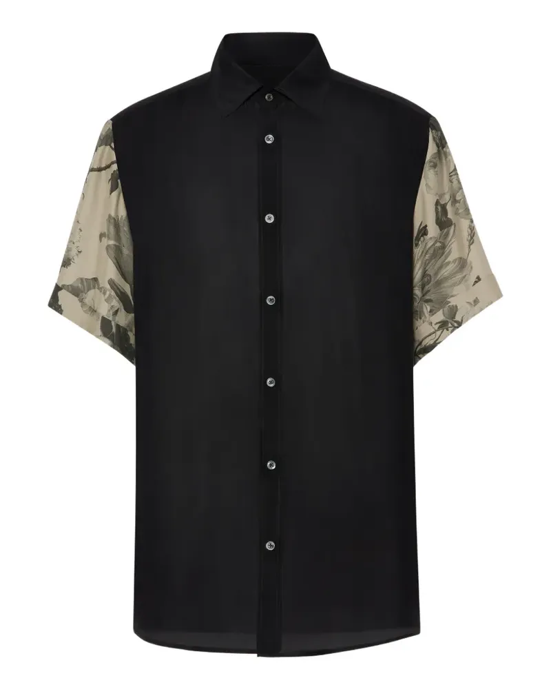 Maison Margiela Hemd mit geblümten Ärmeln - Schwarz Schwarz