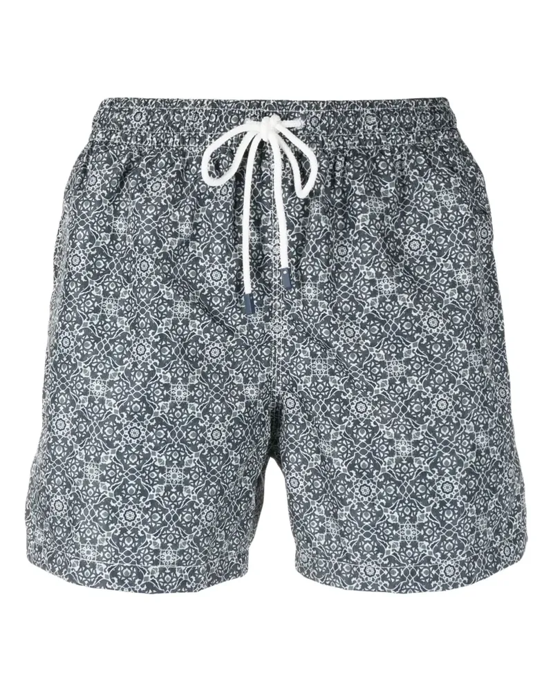 Fedeli Gemusterte Badeshorts mit Kordelzug - Grau Grau