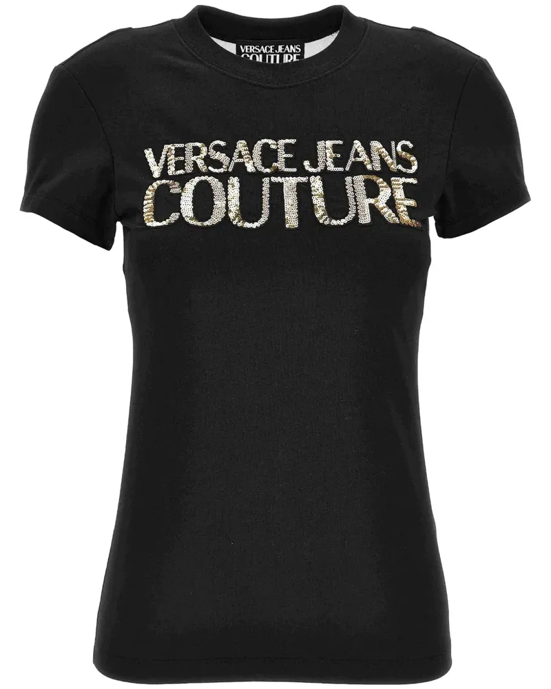 Versace Jeans Verziertes T-Shirt - Schwarz Schwarz