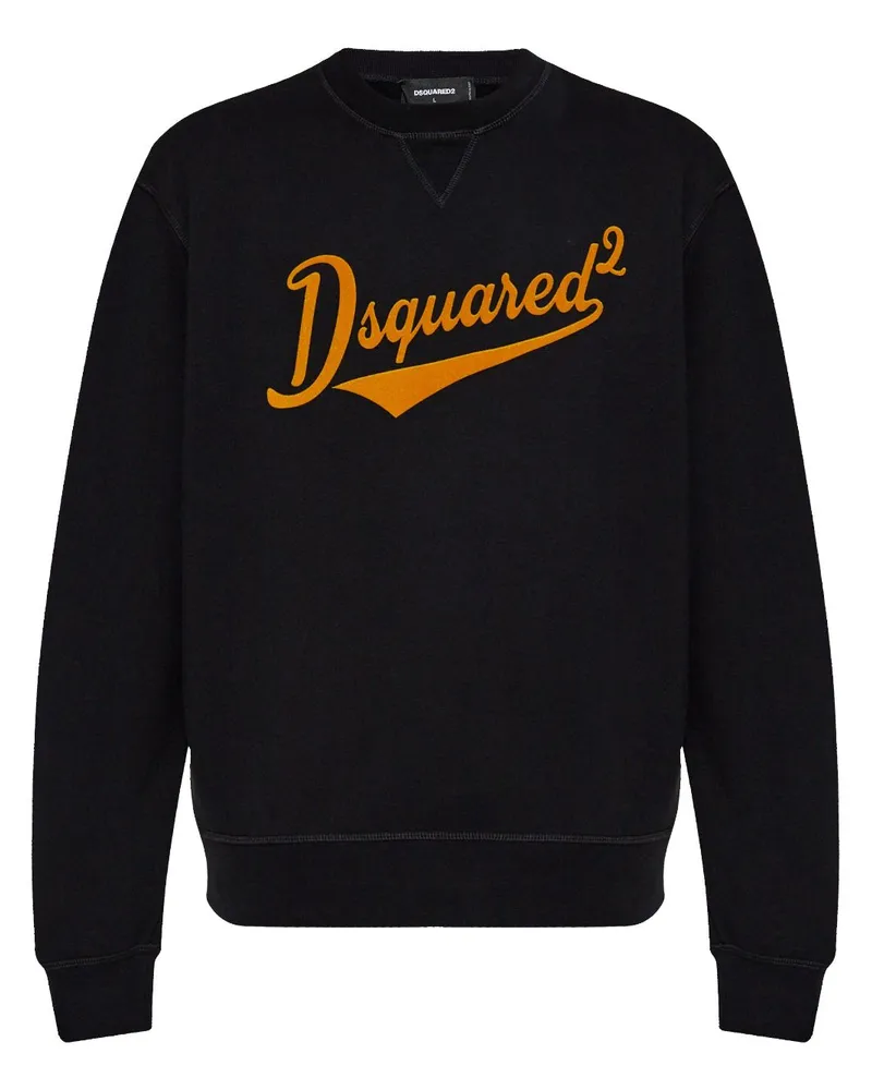 Dsquared2 Sweatshirt mit geflocktem Logo - Schwarz Schwarz