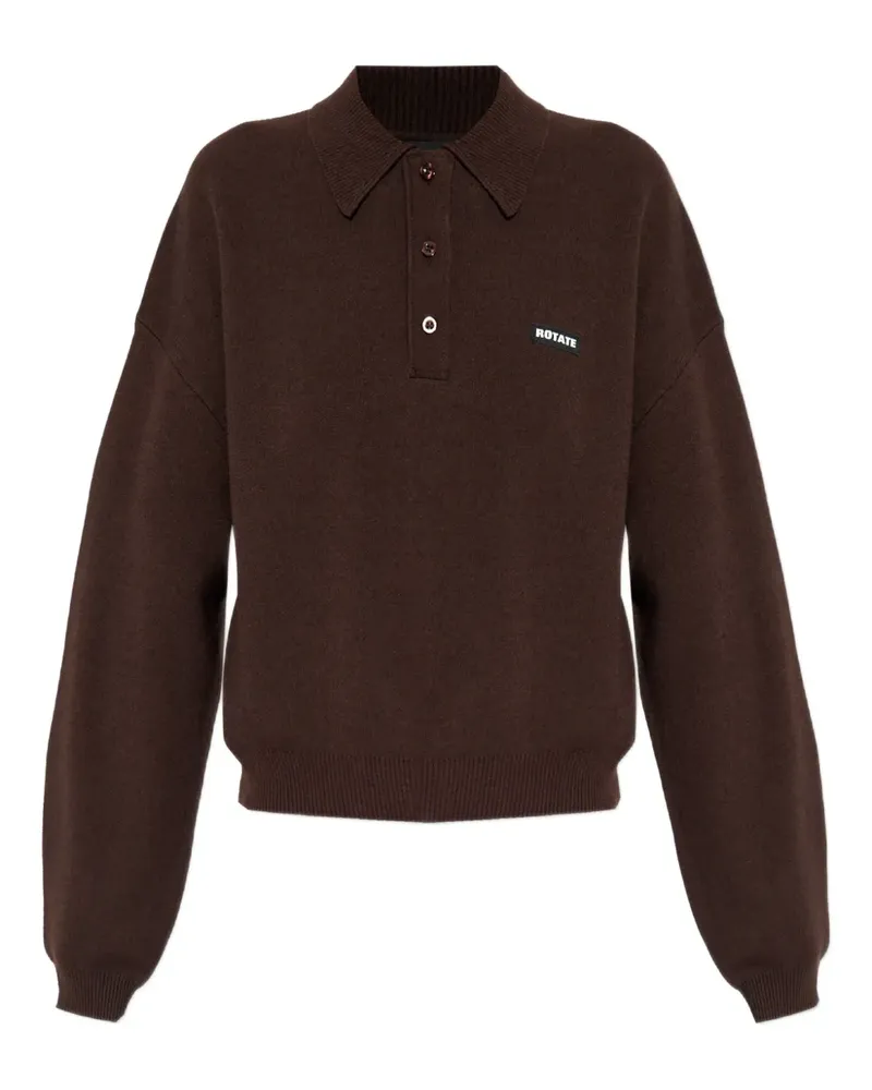 ROTATE Birger Christensen Poloshirt mit Logo-Patch - Braun Braun