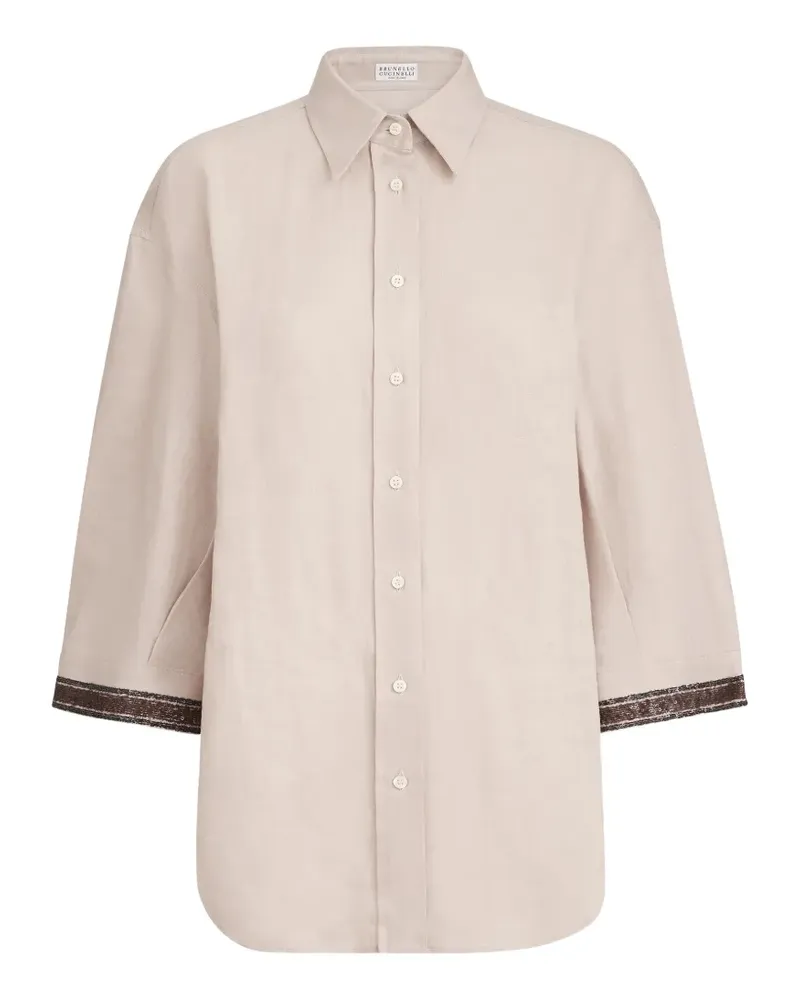 Brunello Cucinelli linen shirt with dazzling cuffs - Nude Nude