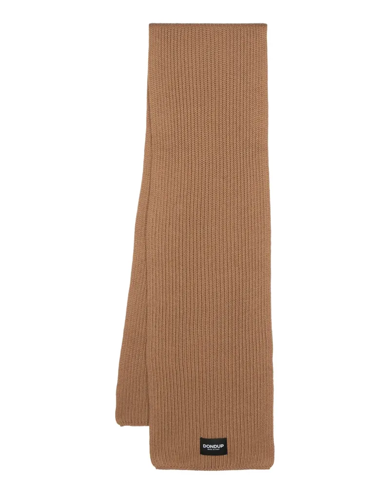 Dondup Gerippter Strickschal mit Logo-Patch - Braun Braun