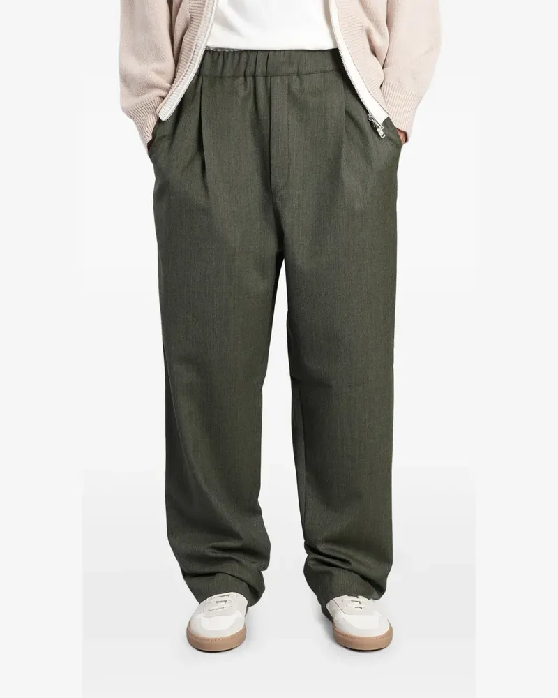 Laneus Plissierte Hose mit Stretchbund - Grün Grün