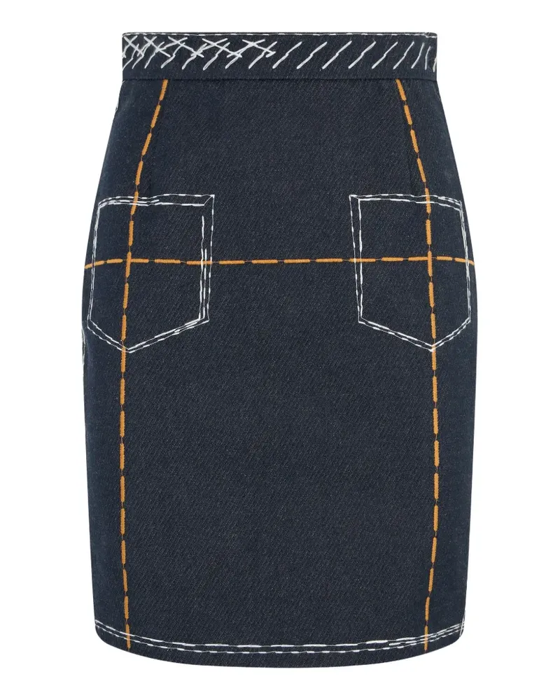 Moschino contrast-stitch mini skirt - Blau Blau