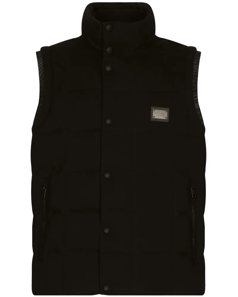 Dolce & Gabbana Gefütterte Weste mit Logo-Schild - Schwarz Schwarz