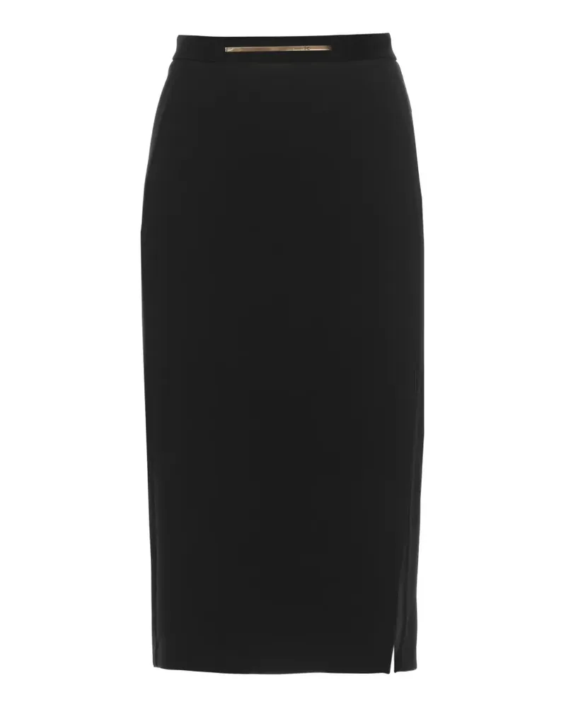 Elisabetta Franchi jewel-plaque side-slit midi skirt - Schwarz Schwarz