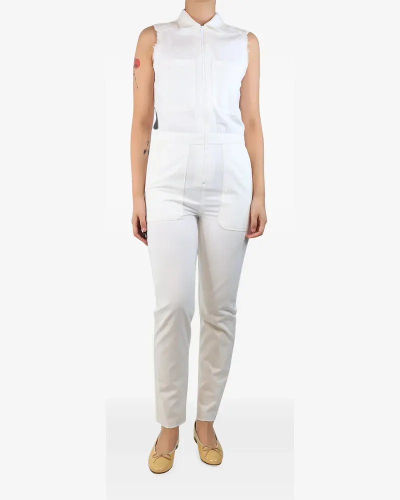 Rivet Utility sleeveless front-zip jumpsuit - Weiß Weiß