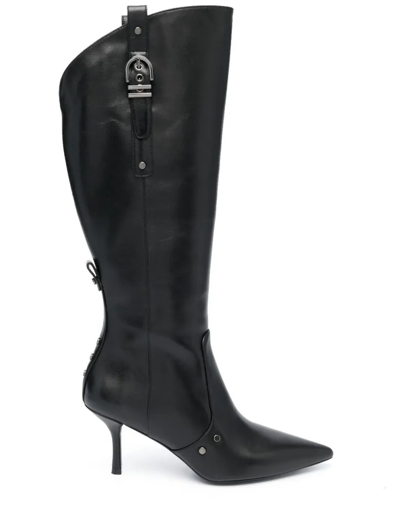Stuart Weitzman Overknee-Stiefel aus Leder - Schwarz Schwarz