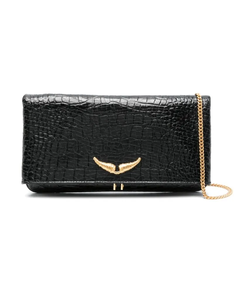 Zadig & Voltaire Goossens Rock Clutch mit Prägung Schwarz