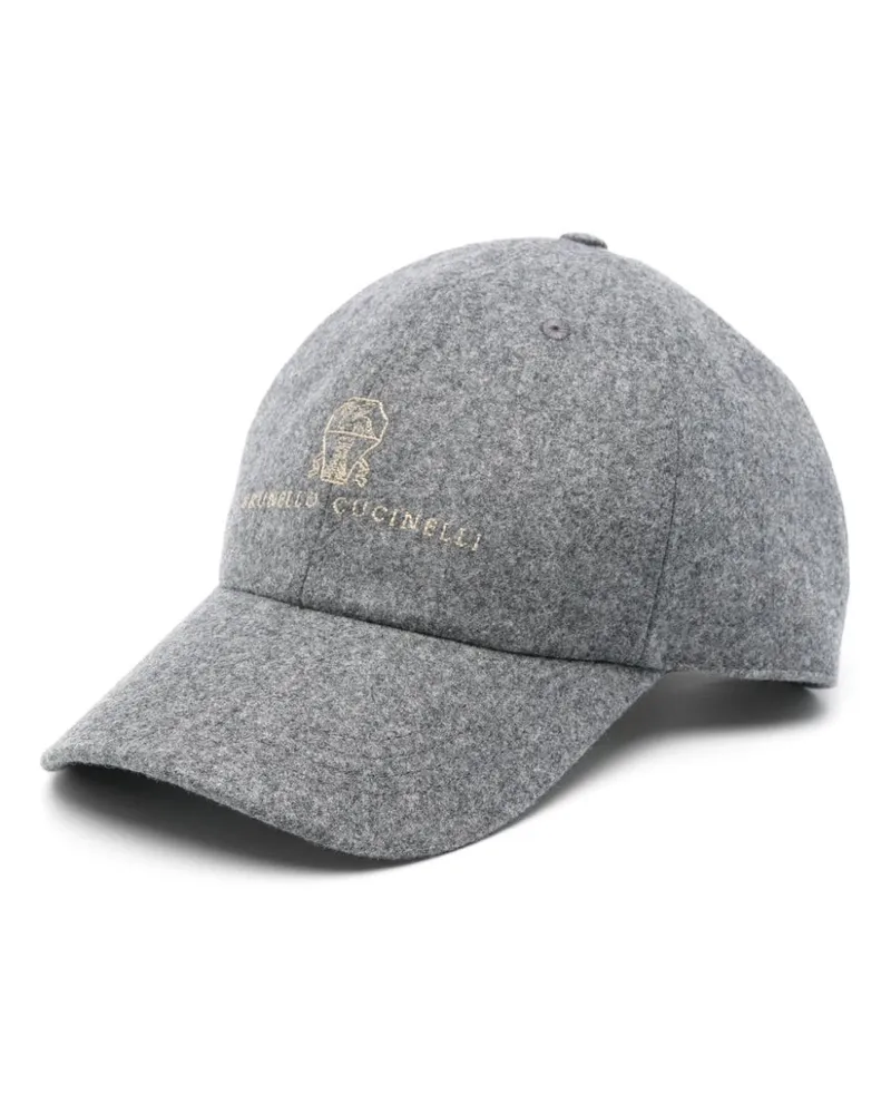Brunello Cucinelli Melierte Baseballkappe mit Logo-Stickerei - Grau Grau