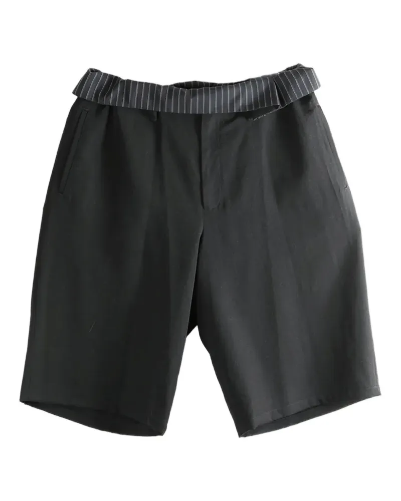 Yohji Yamamoto striped-waistband cropped trousers - Schwarz Schwarz