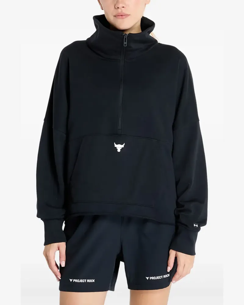 Under Armour Project Rock Sweatshirt mit kurzem Reißverschluss - Schwarz Schwarz