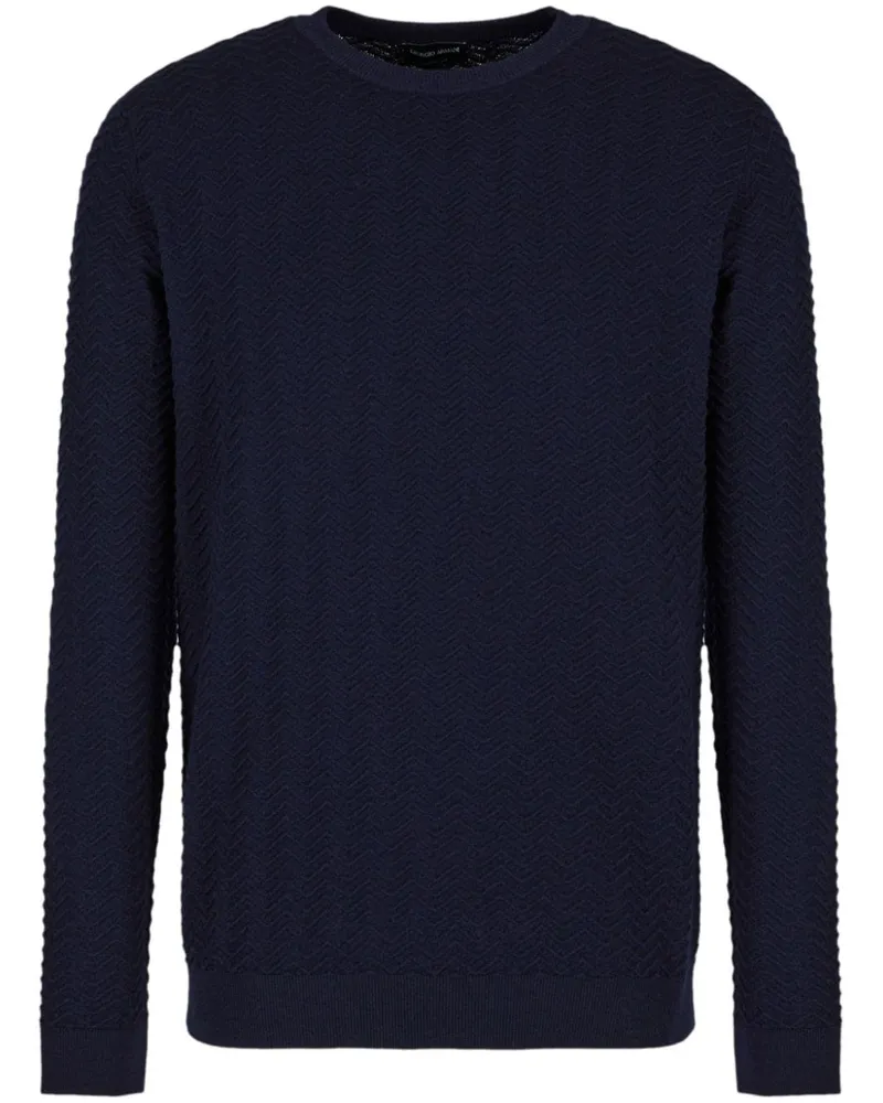 Giorgio Armani Pullover mit Zickzack-Strickmuster Blau