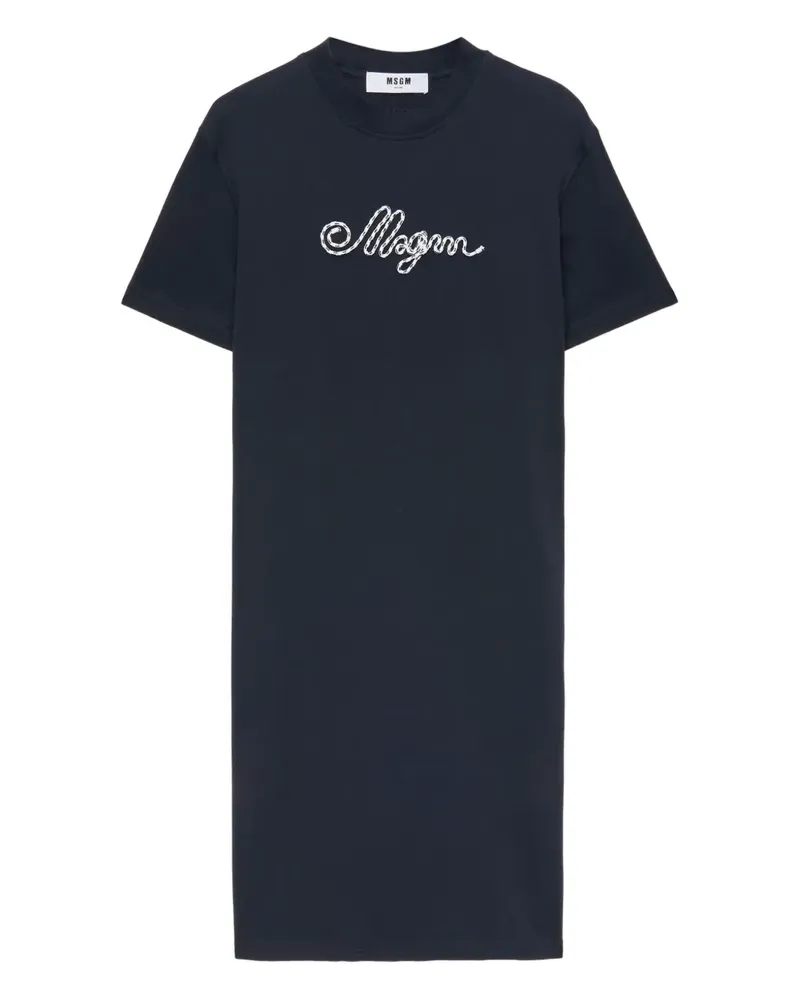 MSGM Midikleid mit Logo-Stickerei - Blau Blau