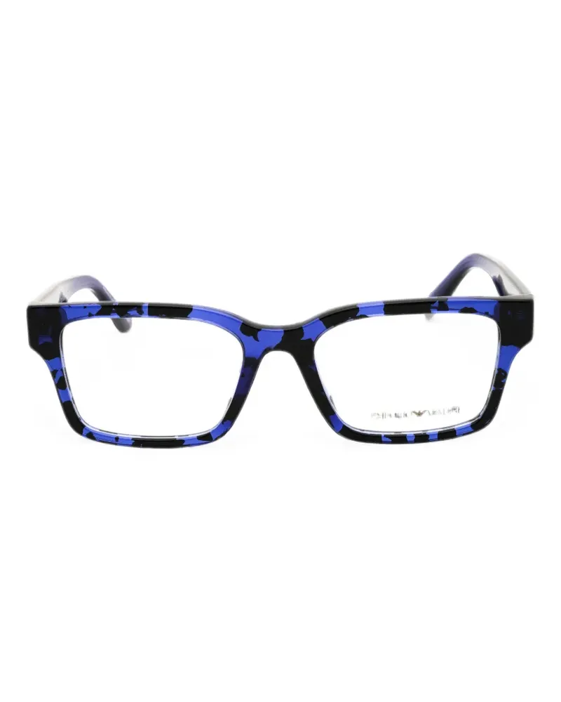 Emporio Armani tortoiseshell-effect rectangle-frame glasses - Blau Blau