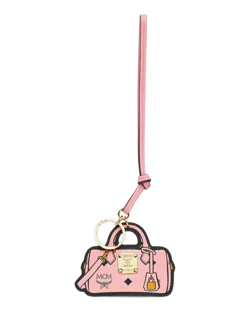 MCM Ella Boston Schlüsselanhänger aus Leder mit Logo-Print - Rosa Rosa