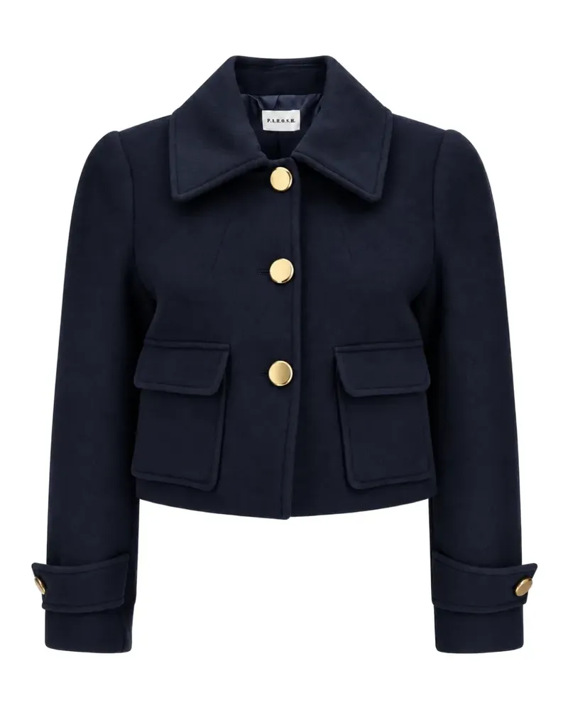 P.A.R.O.S.H. P.A.R.O H. classic-collar cropped blazer - Blau Blau