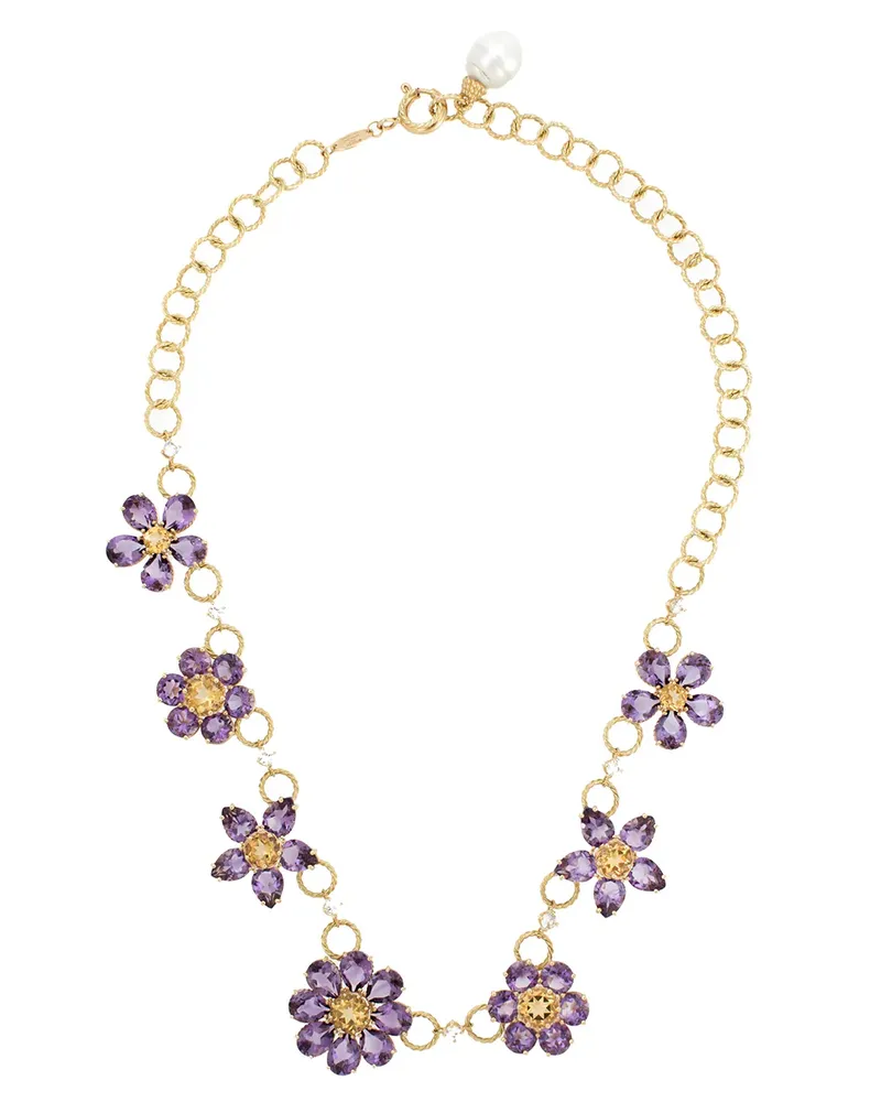 Dolce & Gabbana 18kt Spring Gelbgoldhalskette mit Amethyst, Zitrin und Saphir Gold