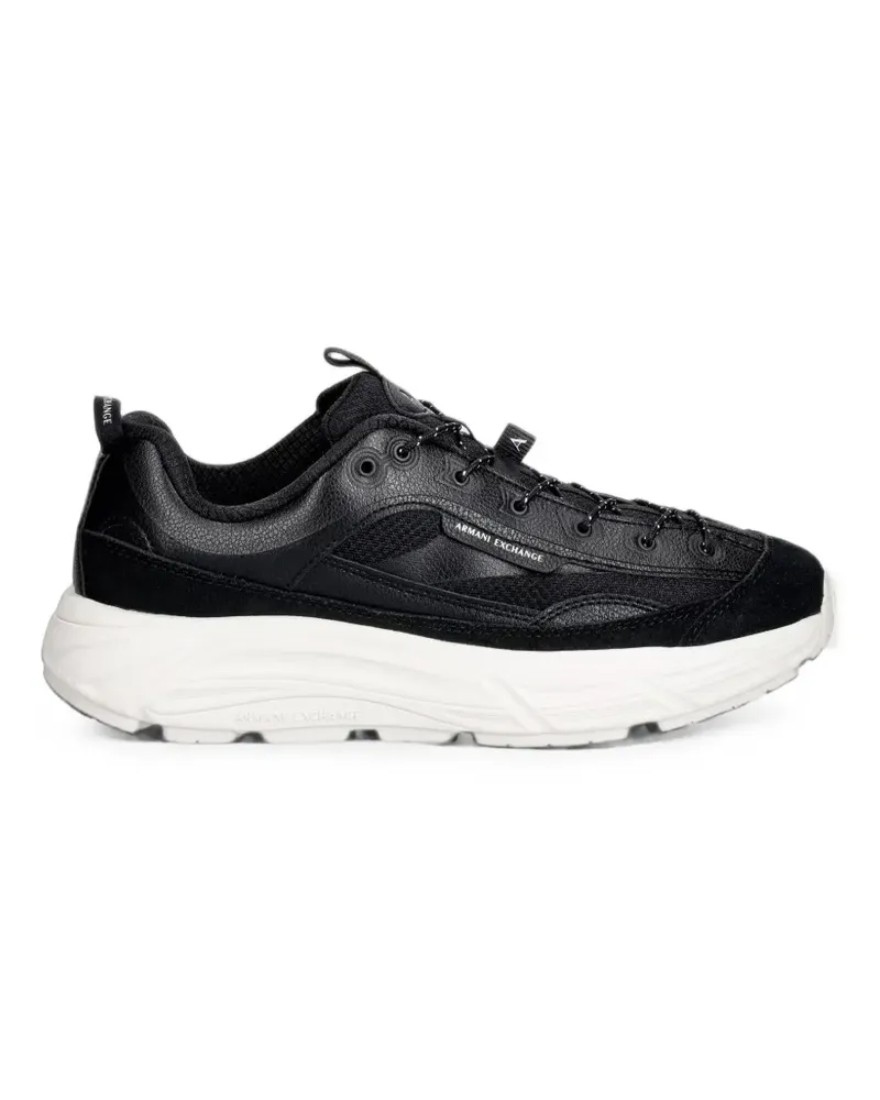 Armani Exchange logo-patch panelled sneakers - Schwarz Schwarz