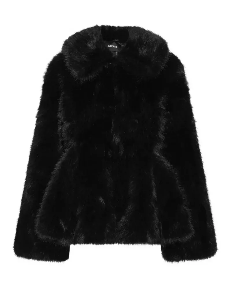 ROTATE Birger Christensen faux-fur flared jacket black - Schwarz Schwarz