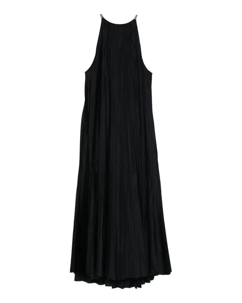 Max Mara sleeveless plissé-pleated taffeta dress - ultramarine - Blau Blau
