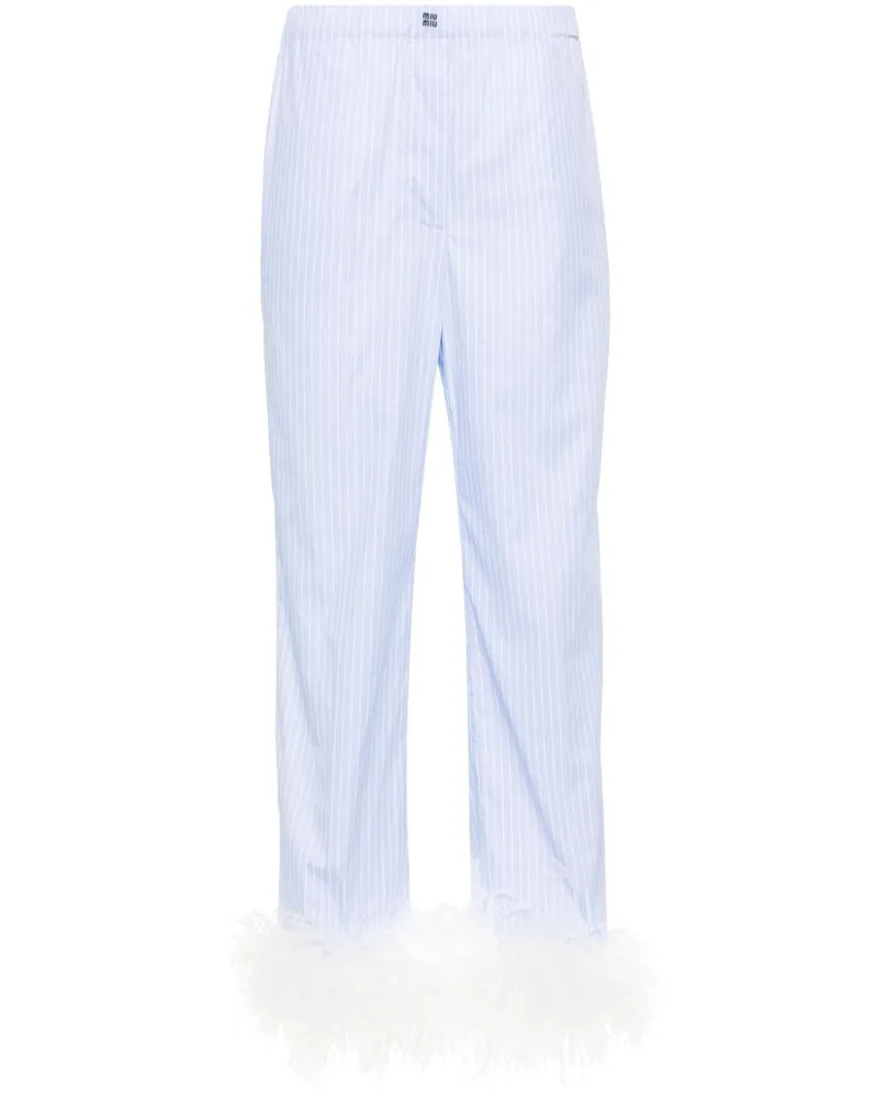 Miu Miu Gerade Hose mit Nadelstreifen - Blau Blau