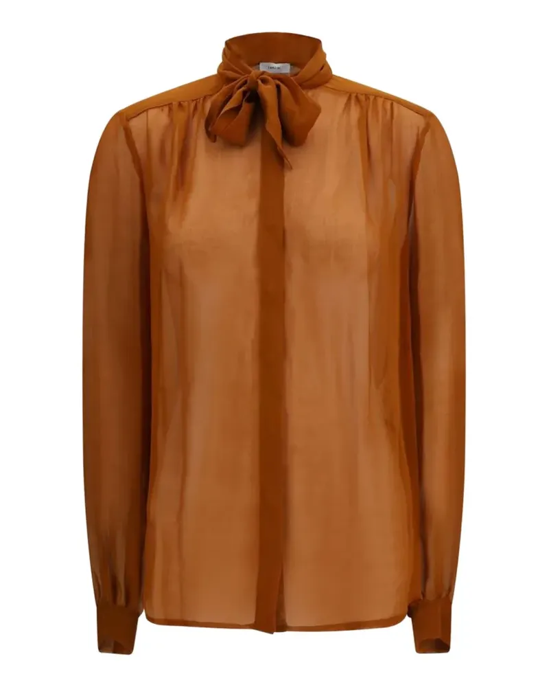 LARDINI tie-neck semi-sheer blouse - Braun Braun