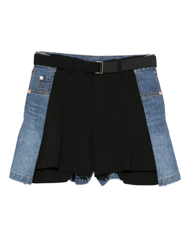 Sacai Shorts mit Jeanseinsätzen - Schwarz Schwarz