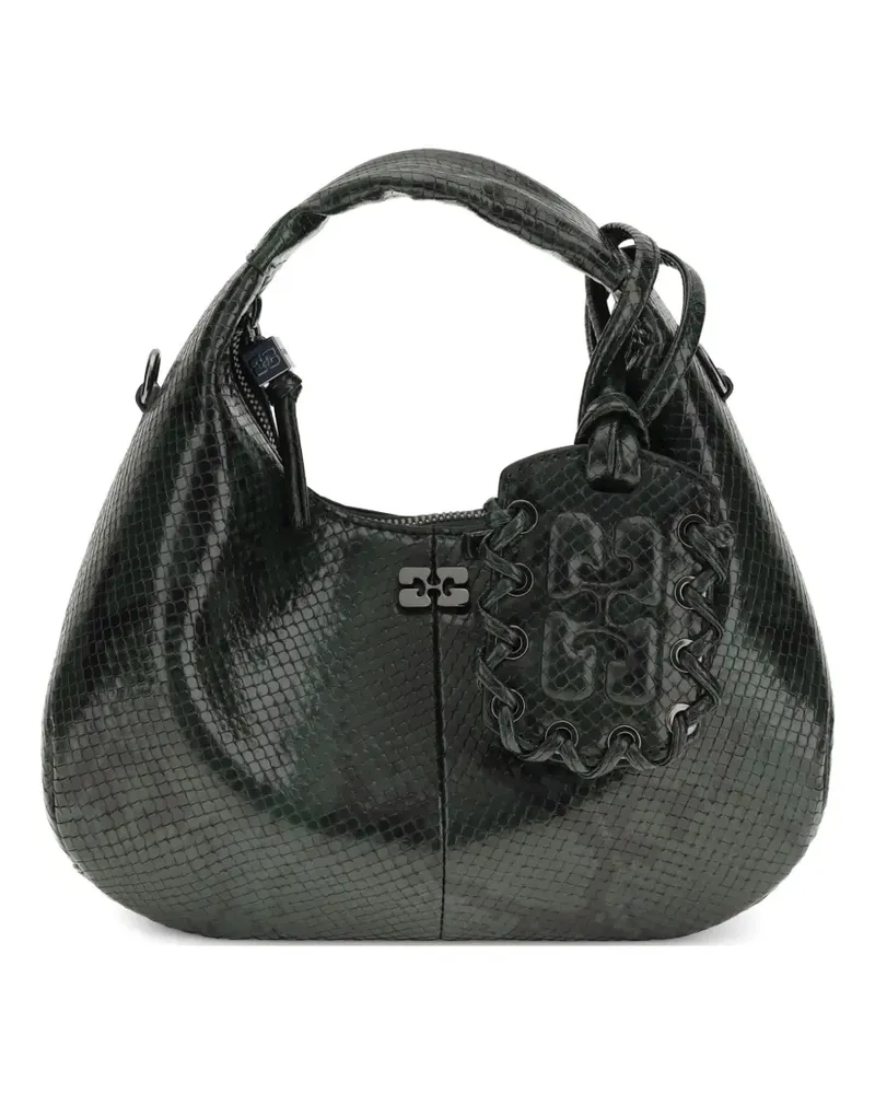 Ganni Mini Schultertasche mit Schlangen-Effekt - Grün Grün