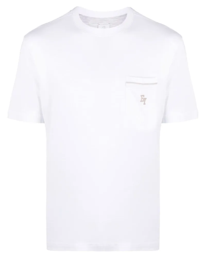 Eleventy T-Shirt mit Logo-Stickerei - Weiß Weiß