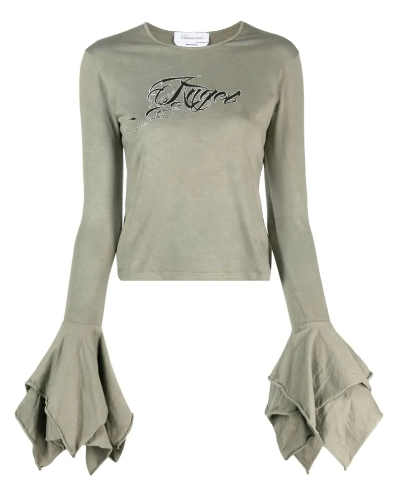 Blumarine Oberteil mit Logo-Print - Grün Grün